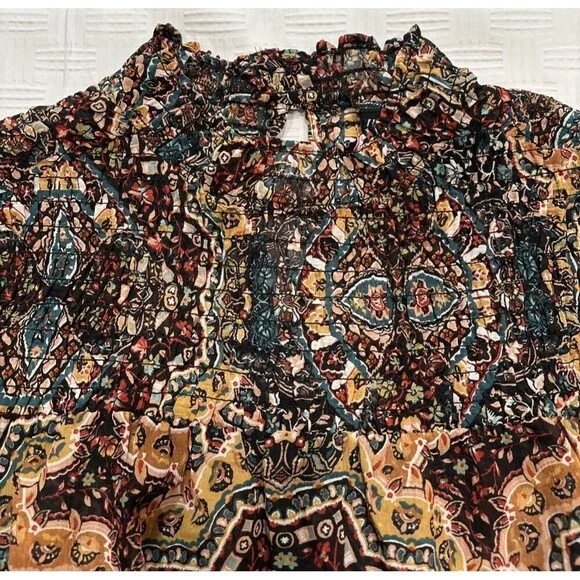 Wranglers Retro Women’s Smocked Long Sleeved Top Western Boho Cowboy Rodeo Large - Picture 5 of 10